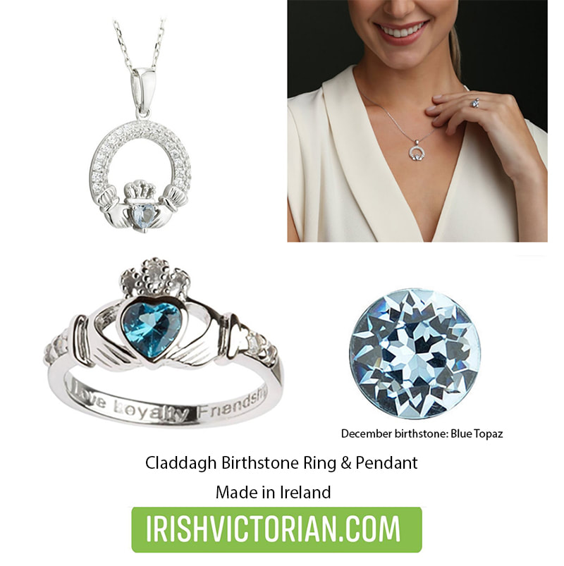 14ct White Gold Claddagh Birthstone Diamond Ring March - Jewellery Shop  Dublin