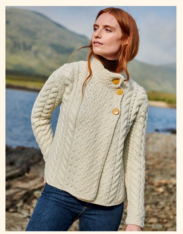 Hooded Aran Cable Knit Cardigan